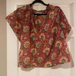 Velvet floral cotton top